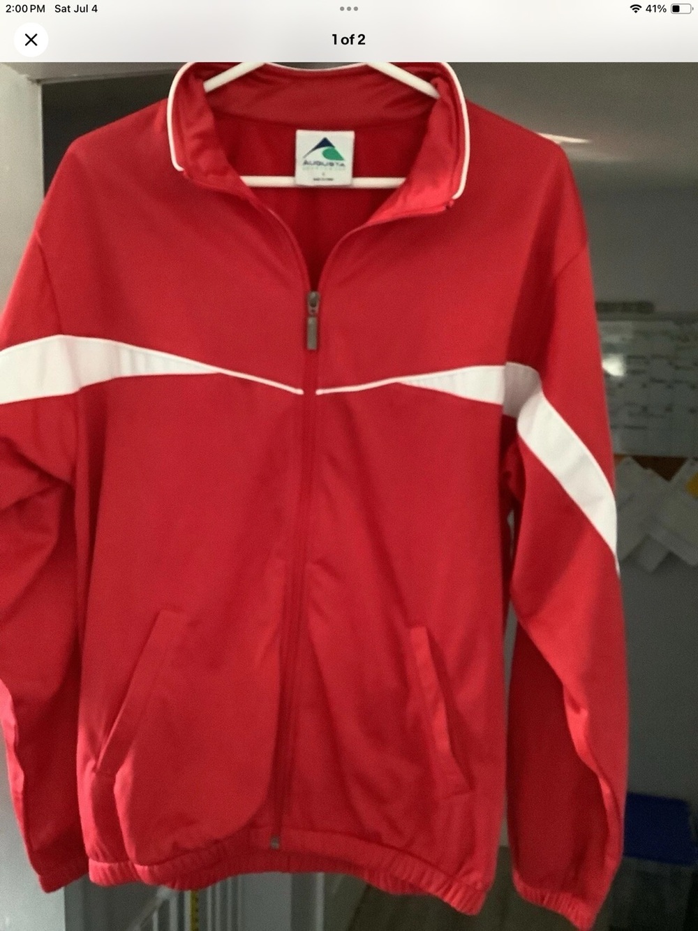Augusta Sportswear Red and White Athletic Full Zip Up Jacket